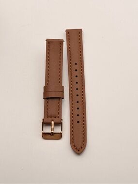 Leather Band, 18mm, quick fit, brown & gold, new
